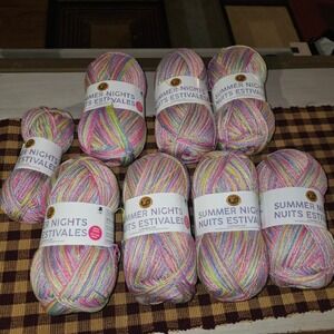 New 7 Skeins Lion Brand Summer Nights Bonus Bundle Passion Fruit #309 Yarn 7oz